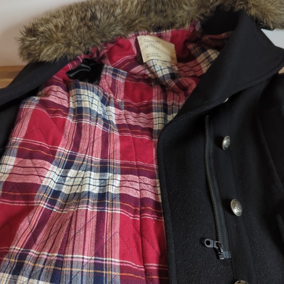 Aritzia Community Black Wool Winter Coat with Faux Fur Collar XS - Picture 15 of 16